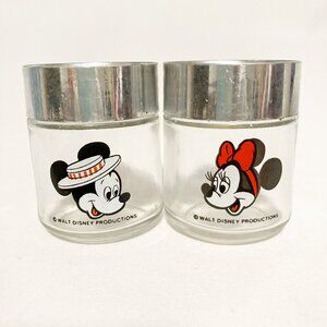 Vintage Walt Disney World Mickey & Minnie Mouse Glass Salt & Pepper Shakers